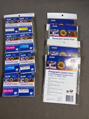 ALPS MD Printer Dye-Sub Photo Ink Cartridges & Paper Lot   Sealed 4-Pack + 4 Add