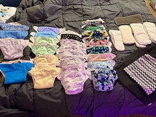 Pocket Reusable Cloth Diaper Lot w/ Snaps  Inserts, One Size, Multicolor
