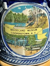 1940s Vintage Mini Ceramic Beer Mug 4.5" Tall Souvenir Woodland Museum Coopertow