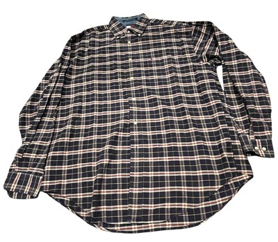 Tommy Hilfiger Men's Long Sleeve Shirt L Plaid Cotton Multicolored Logo