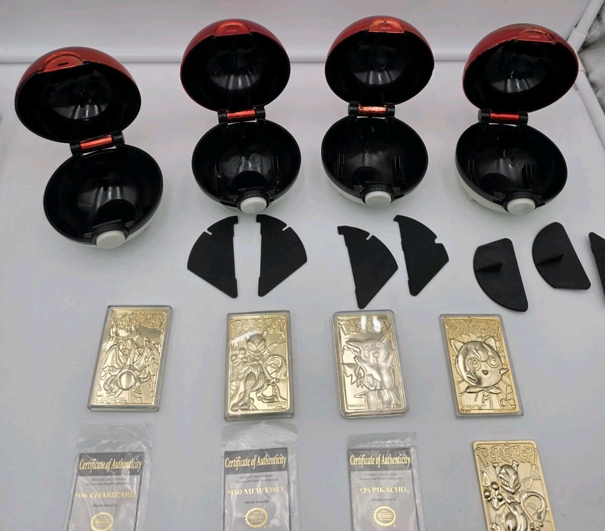 burger king pokemon gold cards ebay 1999 Burger King Pokemon 23K Gold Plated Cards w Pokeballs & COA