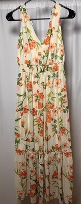 Kate and Lily 8P Sleeveless Yellow Green Floral Layered V-Neckline Dress