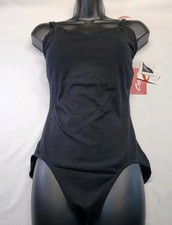 Capezio BraTek Cami Leotard Black Scoop Front Straight Back Adjust Straps SZ XLA