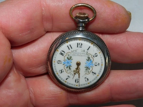 ANTIQUE AMERICAN WALTHAM WATCH CO. POCKET WATCH WITH BIRD DESIGN & STERLING CASE