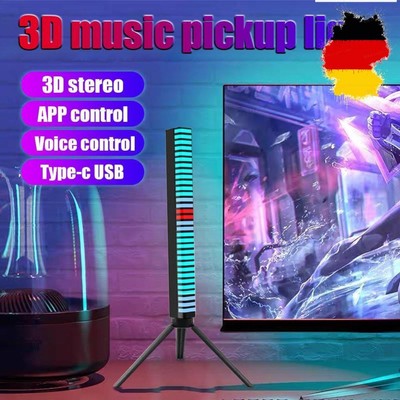 3D RGB Voice-Activated Pickup Rhythm Light with Stand, Colorful Sound Control Am
