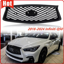 For 2018-2024 Infiniti Q50 Jdm Front Bumper Upper Grille Gloss Black Grill 18-24 For 2018-2024 Infiniti Q50 Jdm Front Bumper Upper Grille Gloss Black Grill 18-24