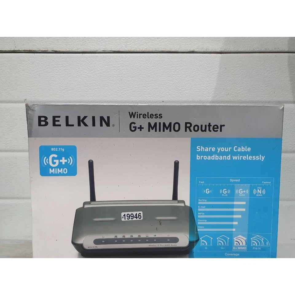 Belkin F5D9230UK4 Wireless G+ MIMO Router 1000ft Range 108 Mbps 4-Ethernet Ports - Image 2 of 4