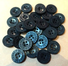 30 VINTAGE SELFRIDGE 4-HOLE FLAT BLACK BUTTONS 17mm UNUSED