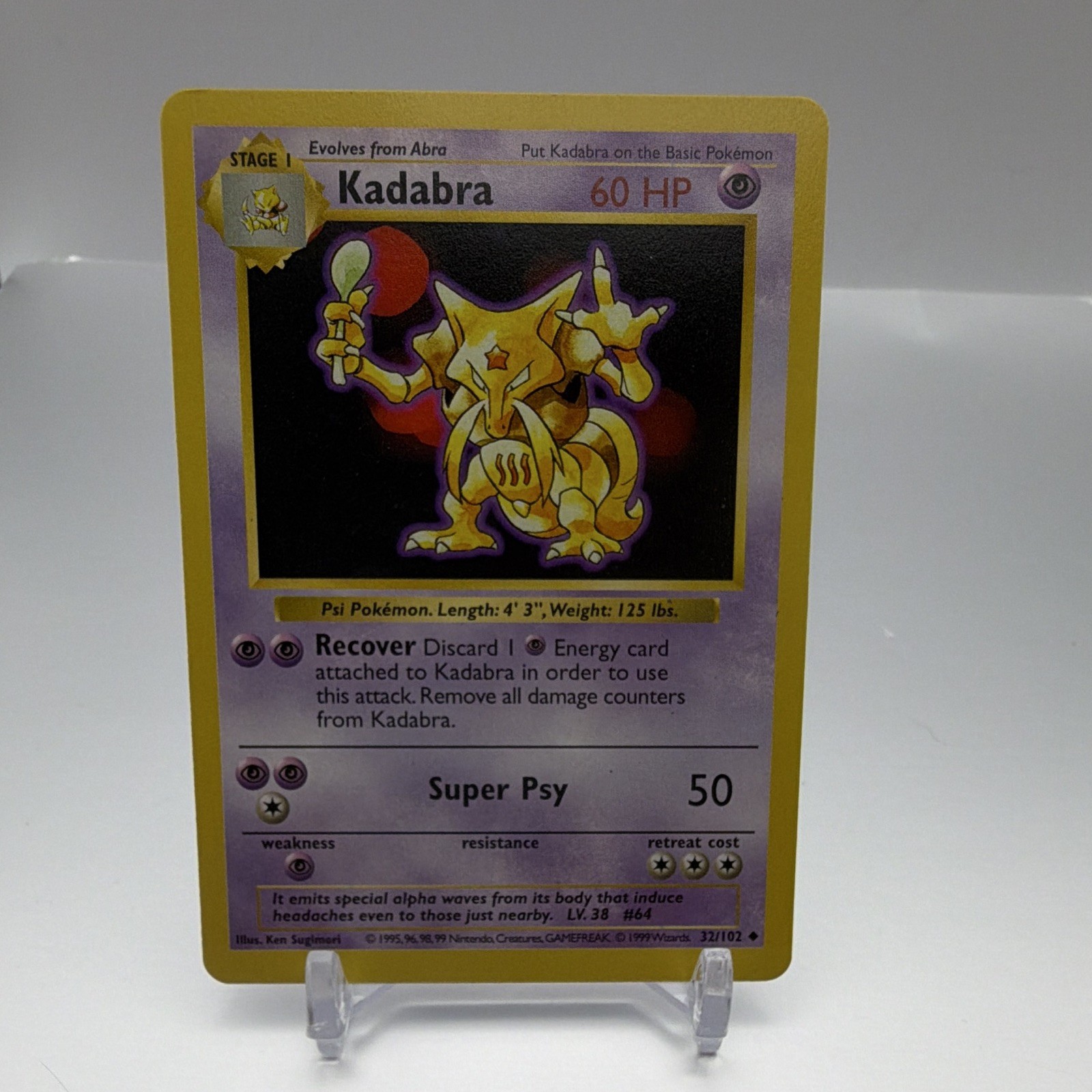 Pokemon Kadabra TCG Card Base Set, Shadowless, Regular Card 032/102 LP
