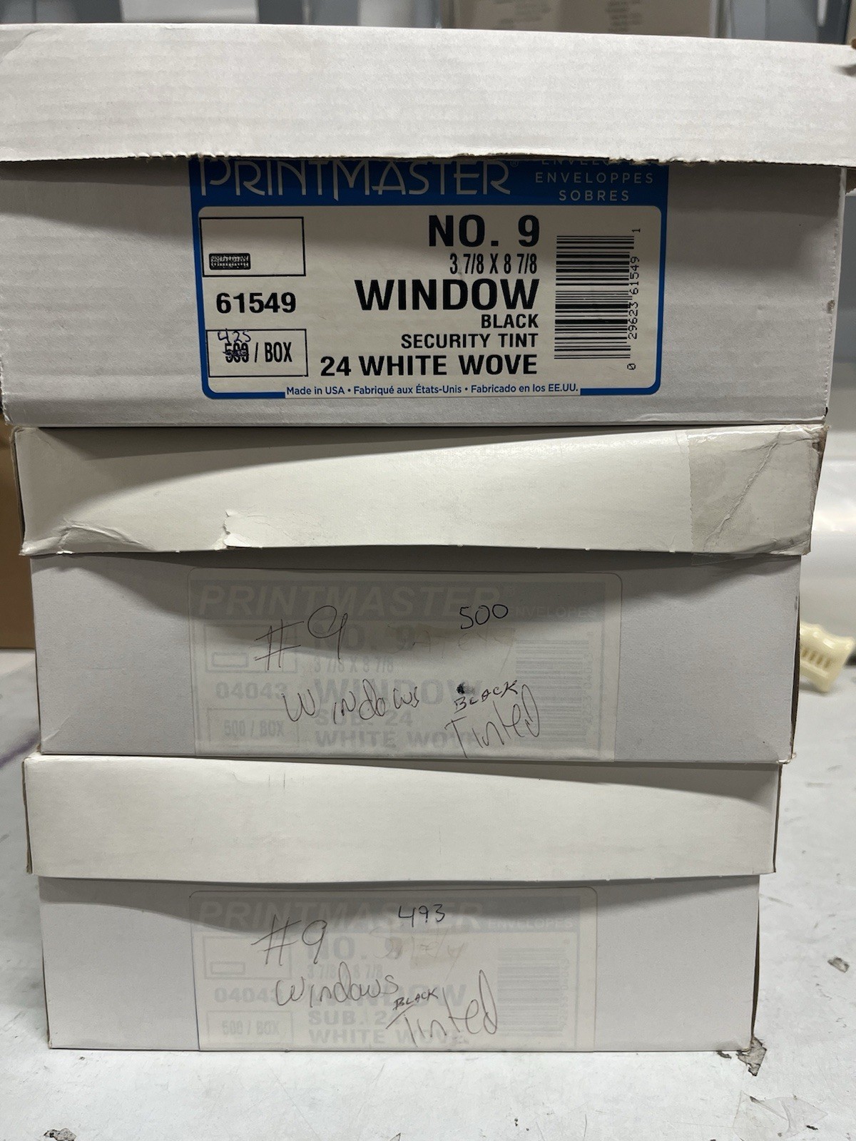 Printmaster #9 Window Envelopes Black Security Tint 24# White Wove 1418 Count