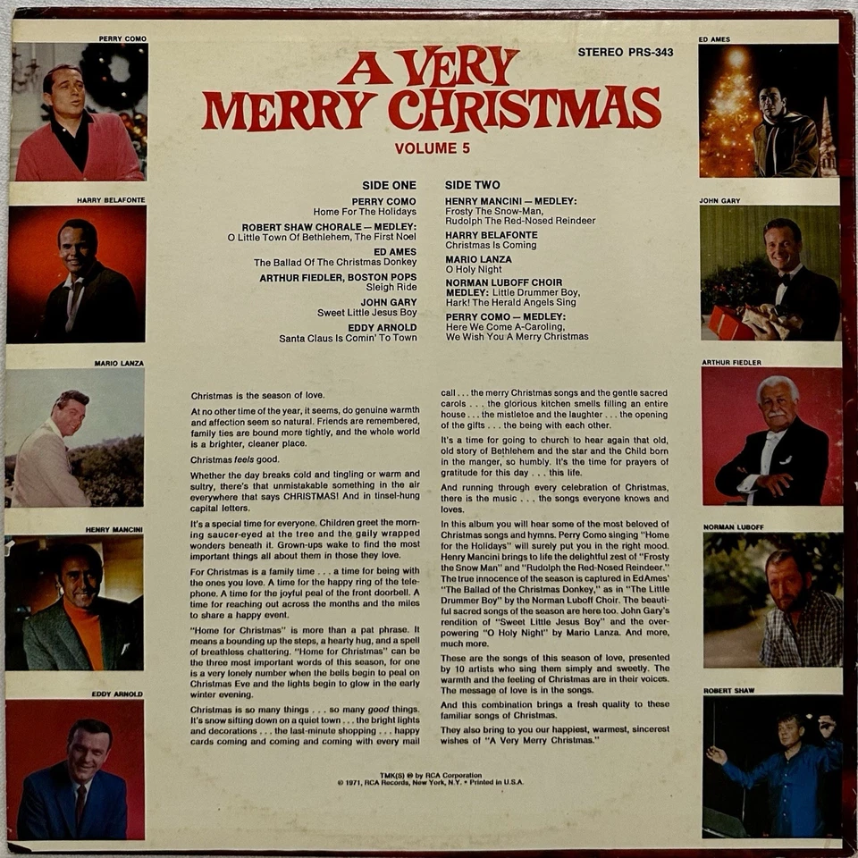 Очень счастливого Рождества, том 5 | 1971 LP, винил | RCA PRS-343 | VG + - Изображение 2 из 4