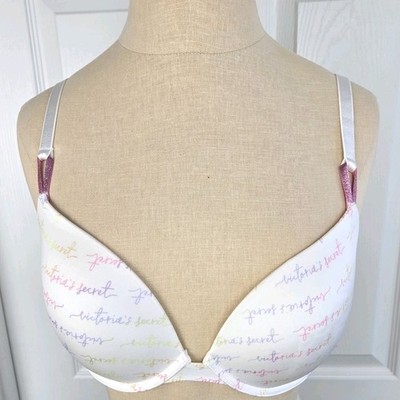 Victoria s Secret Logo Push-up Bra Size 34D Lingerie Multicolor