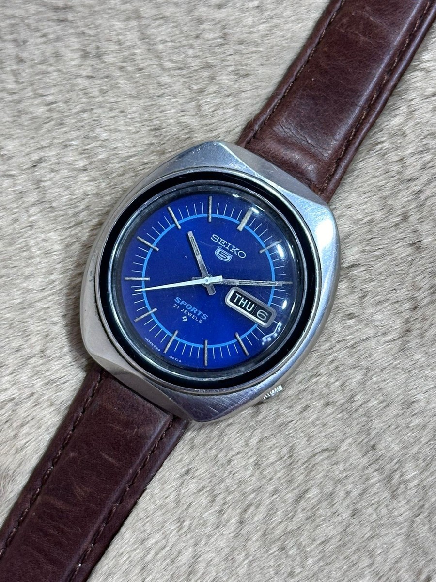 Rare Seiko 5 Sports Day/Date Automatic 6319-8070 Blue Dial VIntage
