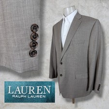 Lauren Ralph Lauren Mens Sport Coat Blazer Solid Gray 2 Button Front 100 Wool