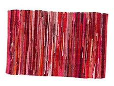 100% Cotton Rag Rug 24x36 - Multicolor Chindi Rug Multi Chindi Rugs (24x36) Red