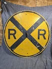 VINTAGE RAILROAD CROSSING 36" ALUMINUM RETIRED Train DECOMMISSIONED ROAD SIGN