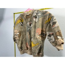 Looney Tunes Kids Khaki All Over Print Sweatshirt Bugs Bunny Daffy Duck JWLK401