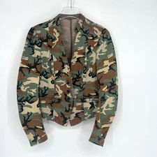 Free People Jacket Womens S/M Camo Jacket Western Blazer Fitted Army Utility