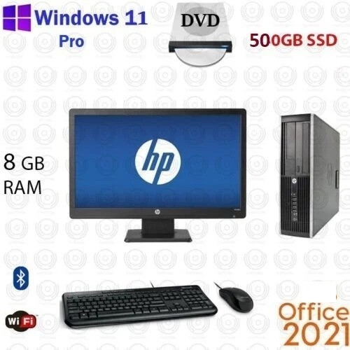Windows 11 HP Desktop i5 8GB RAM 500GB SSD 20