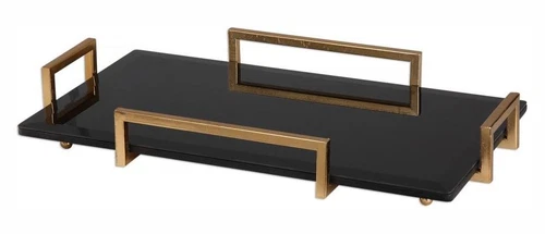 Ettore Black Glass Tray - Picture 1 of 1