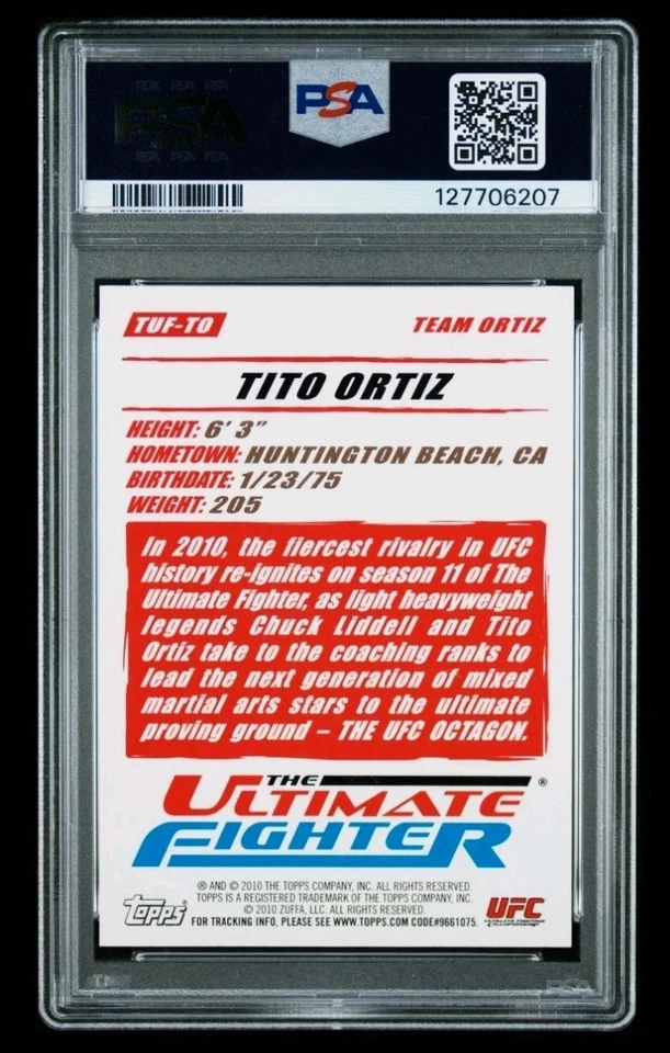 2010 Topps UFC Tito Ortiz Ultimate Fighter On Card Auto PSA/DNA 10 - Image 2 of 2