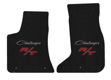 Lloyd Ultimat Front Mats for '17-22 Challenger w/Silver on Black w/ Red on Black