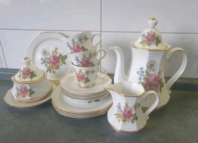 Teeservice Kuchengedeck Winterling Blumen Gold Kanne Zuckerdose Milchkanne