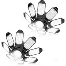 6500 K 50000 LM LED Garage Light 2-Pack with 8-Deformable Panels E26/E27 Socket