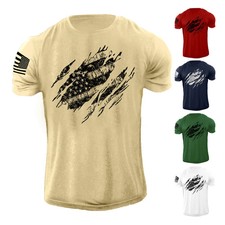 New Men's USA Distressed American Flag T Shirt Patriotic 100 Cotton Tee