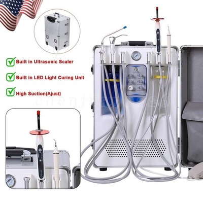 Portable Dental Delivery Unit System Mobile Suction with Air Compressor 4 Holes