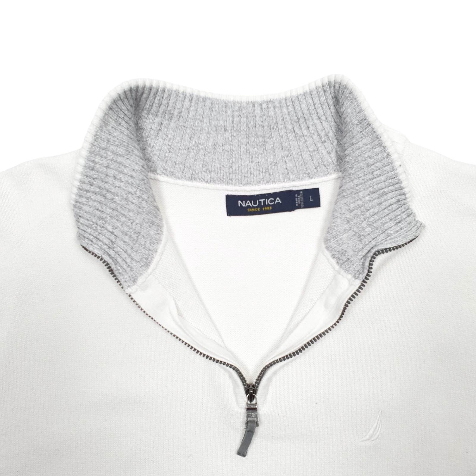 NAUTICA 1/4 Quarter Zip Cotton Jumper Sweatshirt Mens L image 2