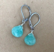 New natural Amazonite gemstone sundance charm Artisan jewelry Handmade Earrings