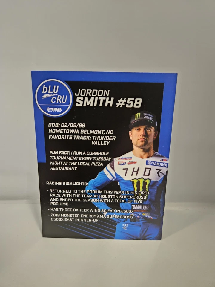 2023 Jordon Smith #58 Rookie Card THOR Motocross AMA Trading Card Yamaha SX - Imagem 2 de 2