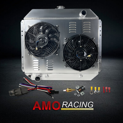 3 Rows Radiator& Shroud Fan& Relay Fit Ford F150 1966-1979 F Series/Bronco AT/MT