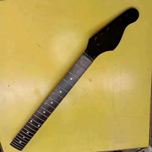 60's Relic Black Lacquer Guitar Neck QSawn Maple Zero Fret Rose 21f 24-3/4" NOS 