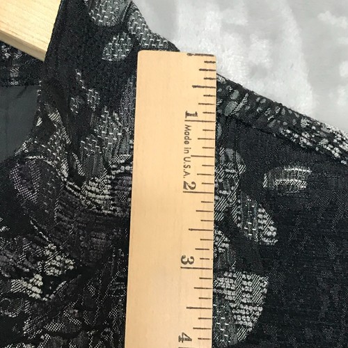 Chicos Jacket Womens Large Gray Black Purple Silver Floral Button Front Textured - Picture 10 of 12