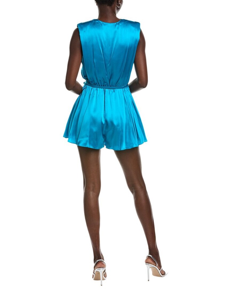Amanda Uprichard Lamarca Silk Romper Women's Blue S eBay