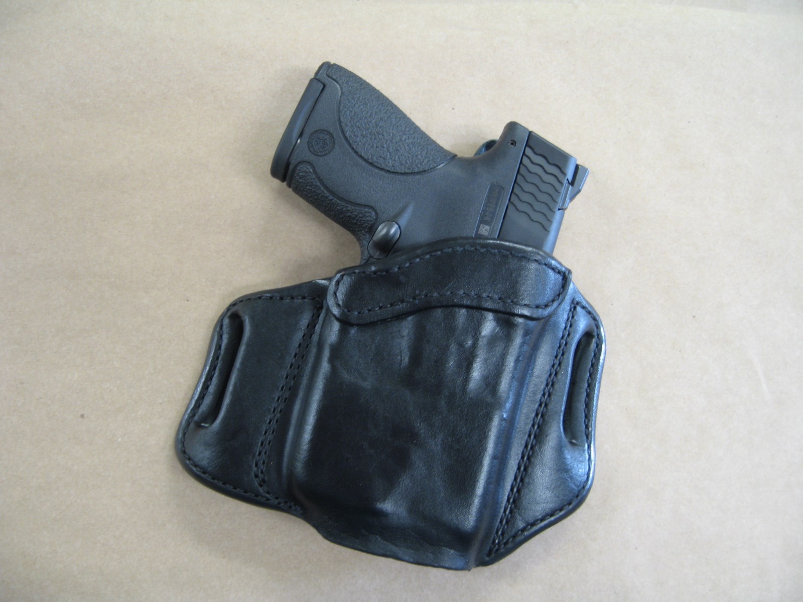 Taurus 709 740 LASER 9mm OWB Leather 2 Slot Molded Pancake Belt Holster BLK RH