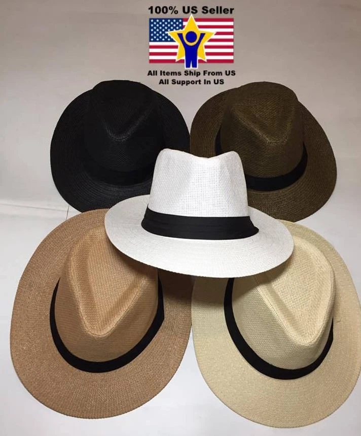 Women Men Fedora Trilby Gangster Cap Summer Beach Sun Straw Panama Travel Hat
Opens in a new window