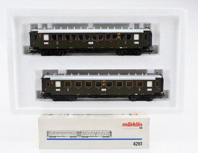 MARKLIN HO SCALE 4261 DRG 1ST AND 2ND/3RD CLASS PASSENGER CAR SET #13 188/17 431