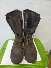 VTG 50s BROWN LEATHER HUNKIDORI CHIPPEWA WI LOGGER LACED WORK BOOTS SPIKED RARE 