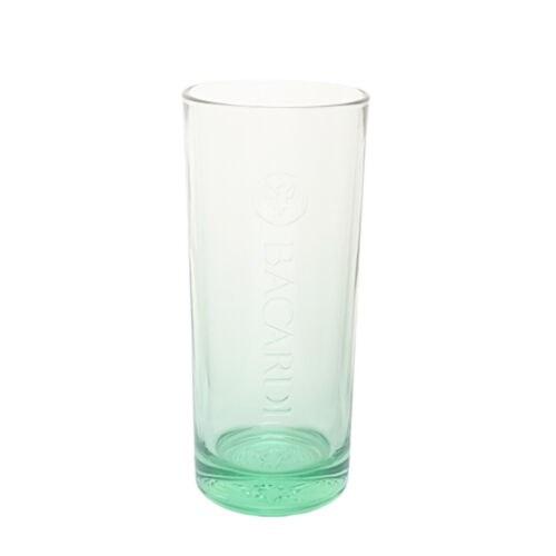 Bacardi Rum Glas Longdrink grün Cocktail Gläser Relief Logo Longdrinkglas Bar - Bild 1 von 1