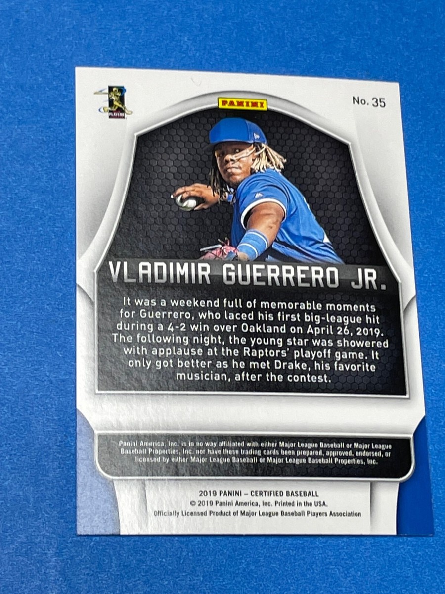 VLADIMIR GUERRERO JR. 2019 PANINI CERTIFIED ROOKIE CARD RC VLADIMIR GUERRERO JR. 2019 PANINI CERTIFIED ROOKIE CARD RC