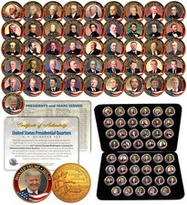 ALL 47 United States PRESIDENTS Washington Quarters 24K GOLD Clad Coin Set w/BOX