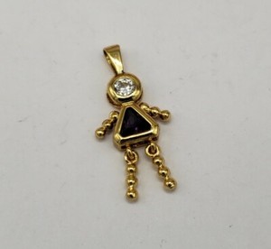 Authentic GOLD PLATED STERLING SILVER AMETHYST BIRTH STONE GIRL CHARM