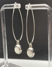 Sterling Silver 925 Long Dangle Threader Earrings Large Accent Drop Hoops 2.5