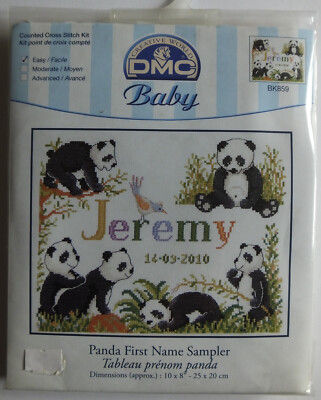 DMC Kreuzstich Set Panda Vorname Sampler BK859 14Ct