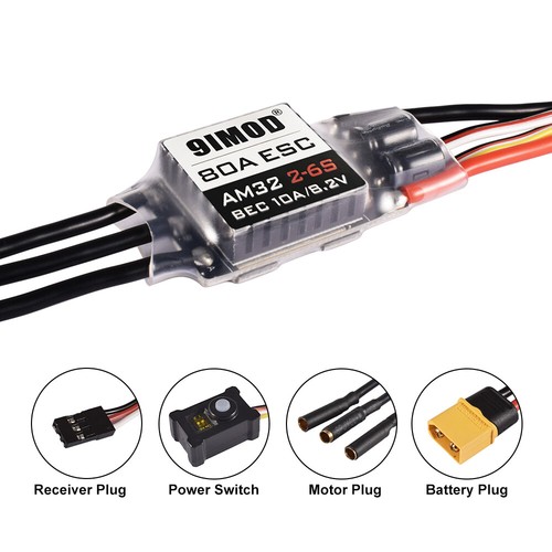 9IMOD AM32 80A Brushless BEC 5.2-8.2V for 1/8 1/10 RC Car Axial SCX10 TRX4 TRX6 - Picture 5 of 10