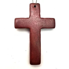 2.25" Cross Pendant Howlite Turquoise Cross Decor Necklace Blue White Orange
