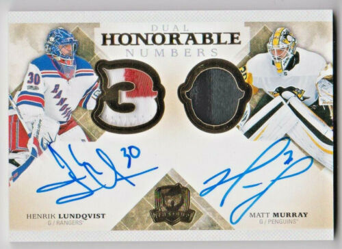 HENRIK LUNDQVIST & MATT MURRAY 2017-18 HONORABLE NUMBERS PATCH AUTO PRINT RUN 30 - Picture 1 of 2